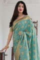 Teal  Silk South Indian Saree with Weaving