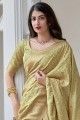Weaving Silk South Indian Saree in Pista with Blouse