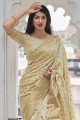 South Indian Saree in Off white Silk with Weaving