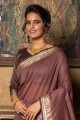 Weaving Linen and silk Saree in Wine
