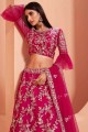 Thread Net Wedding Lehenga Choli in Pink with Dupatta