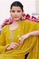 Georgette Eid Salwar Kameez in Mustard  with Embroidered
