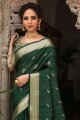 Teal green South Indian Saree in Zari Tussar silk