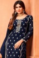 Blue Eid Salwar Kameez in Faux georgette with Embroidered