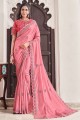 Art silk South Indian Saree in Gajri  with Embroidered