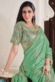 Art silk South Indian Saree with Embroidered in Mahendi