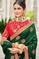 Green South Indian Saree in Art silk with Embroidered