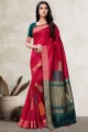 Pink Weaving work Saree in Art silk