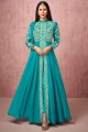 Embroidered Georgette Turquoise  Anarkali Suit with Dupatta