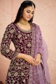 Velvet Anarkali Suit with heavy Embroidered in Maroon