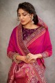 Pink Georgette Saree with Zari,hand,thread,embroidered