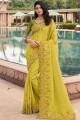 Viscose Sandy yellow Wedding Saree in Embroidered