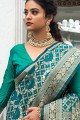 Rama green Saree in Weaving Banarasi silk