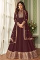 Anarkali Suit in Brown Georgette with Embroidered