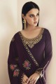 Wine  Eid Palazzo Suit in Embroidered Georgette
