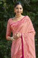 Silk Saree in Pink with Weaving
