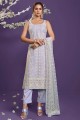 Lavender Salwar Kameez with Embroidered Net