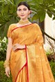 Yellow Saree with Zari,weaving Silk