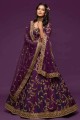 Thread Art silk Wedding Lehenga Choli in Purple with Dupatta