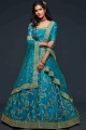 Thread Art silk Wedding Lehenga Choli in Teal blue with Dupatta