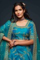 Thread Art silk Wedding Lehenga Choli in Teal blue with Dupatta