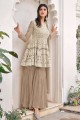 Brown Sharara Suit in Embroidered Georgette and viscose
