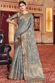 Weaving Silk Grey Saree with Blouse