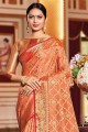 Peach Weaving Saree in Silk