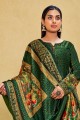 Palazzo Suit in Green Velvet with Digital print