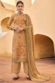 Pashmina Palazzo Suit in Peach with Digital print
