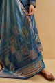 Palazzo Suit in Blue Pashmina with Digital print