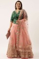 Net Lehenga Choli with Embroidered in Pink