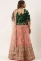 Net Lehenga Choli with Embroidered in Pink
