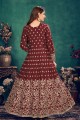 Maroon Anarkali Suit in Embroidered Art silk