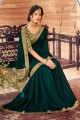 Silk Teal green Saree in Weaving