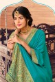 Turquoise  Weaving Saree in Silk