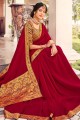 Silk Saree Maroon  with Weaving