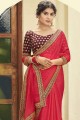 Pink Saree in Chiffon with Embroidered