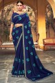 Blue Art silk Saree with Thread,embroidered