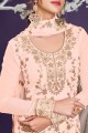 Salwar Kameez with Embroidered in Peach Georgette