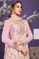 Georgette Salwar Kameez in Pink with Embroidered