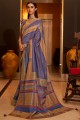 Silk Weaving,digital print Purple South Indian Saree with Blouse