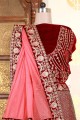 Velvet Red Wedding Lehenga Choli in Embroidered