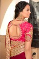 Embroidered Wedding Saree in Maroon Satin georgette