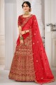 Embroidered Silk Wedding Lehenga Choli in Red