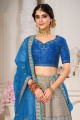 Silk Embroidered Royal blue Wedding Lehenga Choli with Dupatta