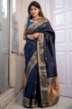 Blue Banarasi Saree with Nakshi,weaving Banarasi silk