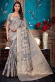 Silk Weaving Grey South Indian Saree with Blouse