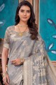 Silk Weaving Grey South Indian Saree with Blouse