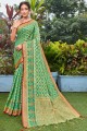 Banarasi silk Weaving Sea green Banarasi Saree with Blouse